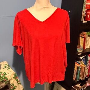 Old Navy Luxe Women's Red V-Neck Top Oversized
